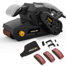 Jellas Belt Sander, 750W Electric Sander, with 10Pcs Sanding Belts and Dust Bag, Bench Sander with Variable-Speed Control, 2 in 1 Vacuum Adapter