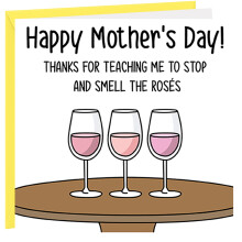 Mothers Day Card Funny Mother's Day Card For Mum Wine Drinking Rose Pun Joke Mothers Day Cards Daughter