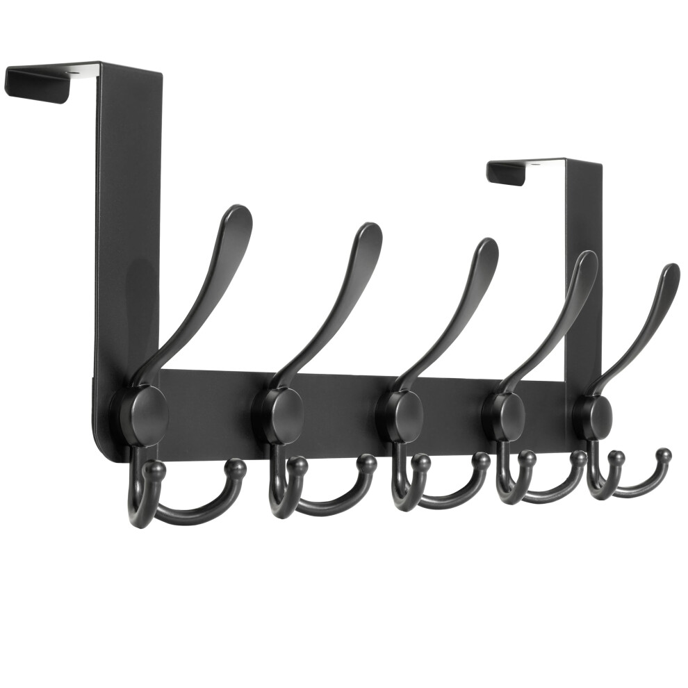 Honsky Over Door Hook- Stylish,5 Triple Hooks Sturdy Over Door Hanger,Metal Durable Door Towel Rack For Hanging Coat,Clothes,Jacket,Black 5051226900334