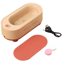 (Orange) Acoustic High-frequency Vibration Cleaner Machine Portable Ultrasonic Glasses Cleaning Device for Jewelry Glasses Watch