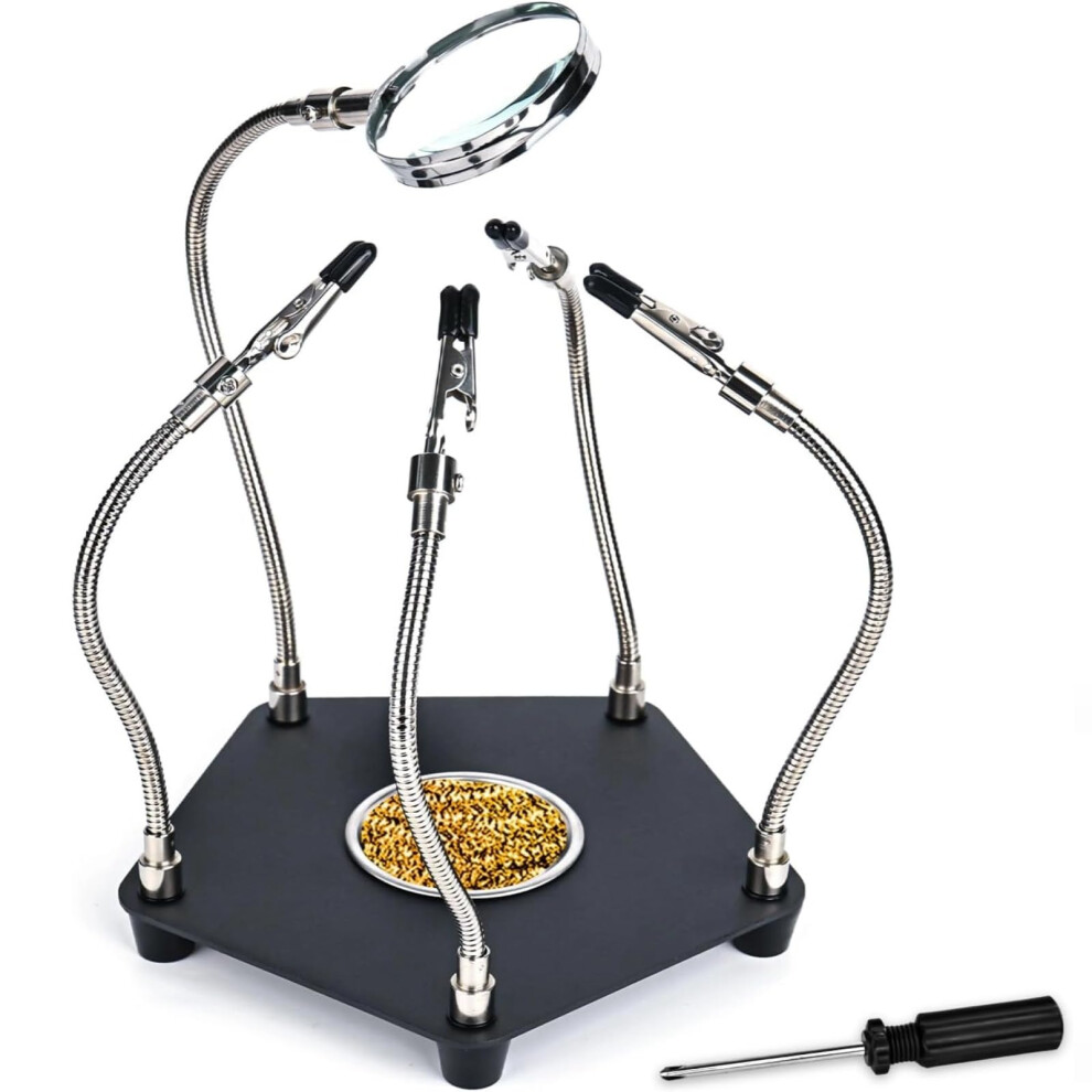 Third Hand Soldering Tool, Helping Hands Soldering Station, 4 Flexible Welding Alligator Clamps And Magnifying Glass 5051226961649