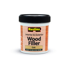 Rustins AWOOO250 Acrylic Wood Filler, Oak, 400g - Multi-Purpose Wood Repair Compound for Cracks, Gaps, & Surface Imperfections – Quick-Drying, Sanda