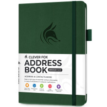 Clever Fox Address Book with alphabetic tabs - PU Leather Telephone and Address Book for Keeping Contacts Safe, Contact Organizer Journal