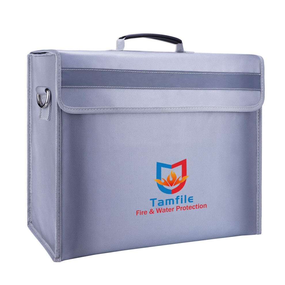 Tamfile 4200 Fireproof Document Bag, 16"12"5" Large Capacity Water Resistant Document Box A4 With Zipper Upgraded Silicone Coated Fiberglass 5051226912344