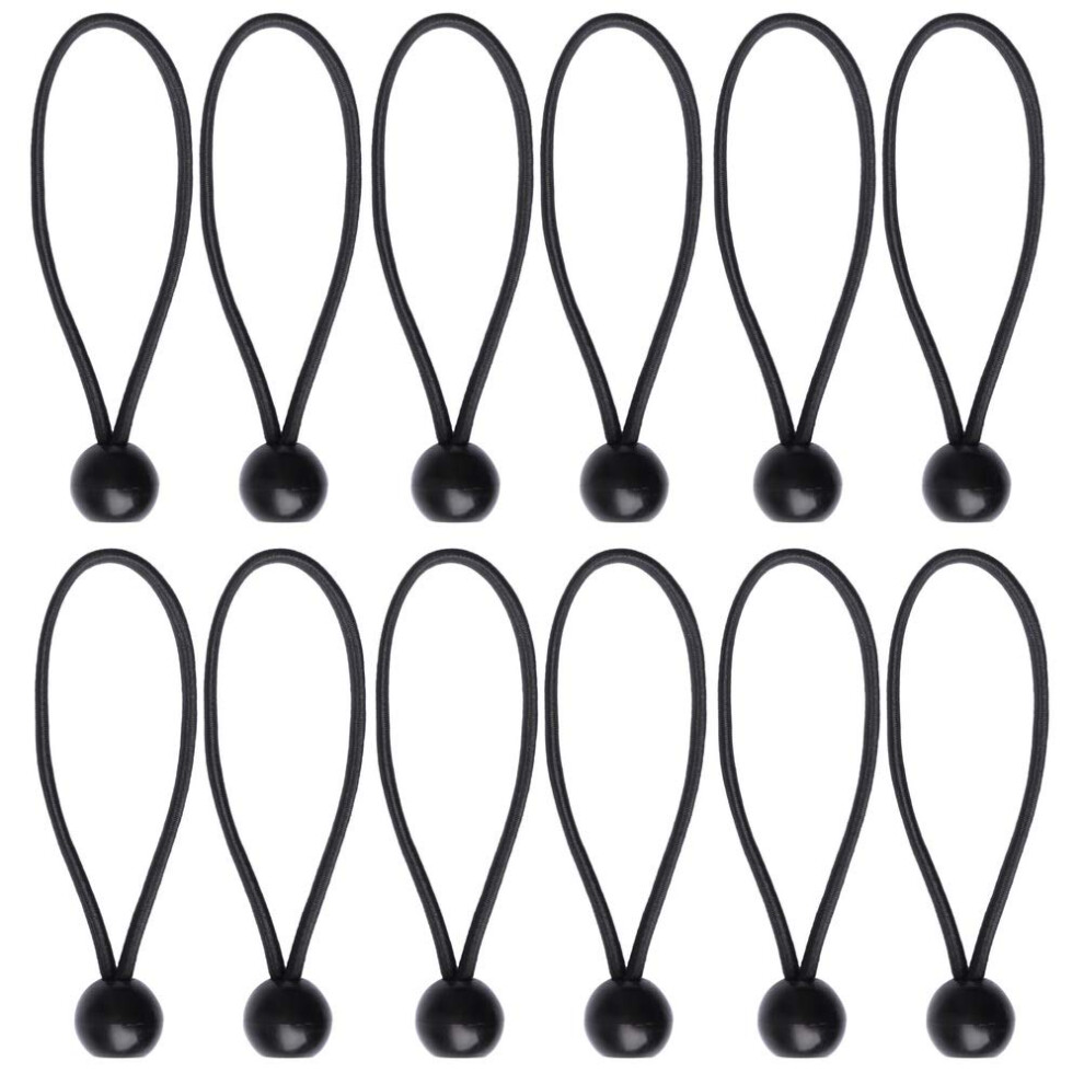 Nuoshen 12 Pcs Black Tarpaulin Bungees Balls For Banner, Tarp, Pavilions, Tents, Bungee Hooks, Holder, Flag Poles 5051226910562