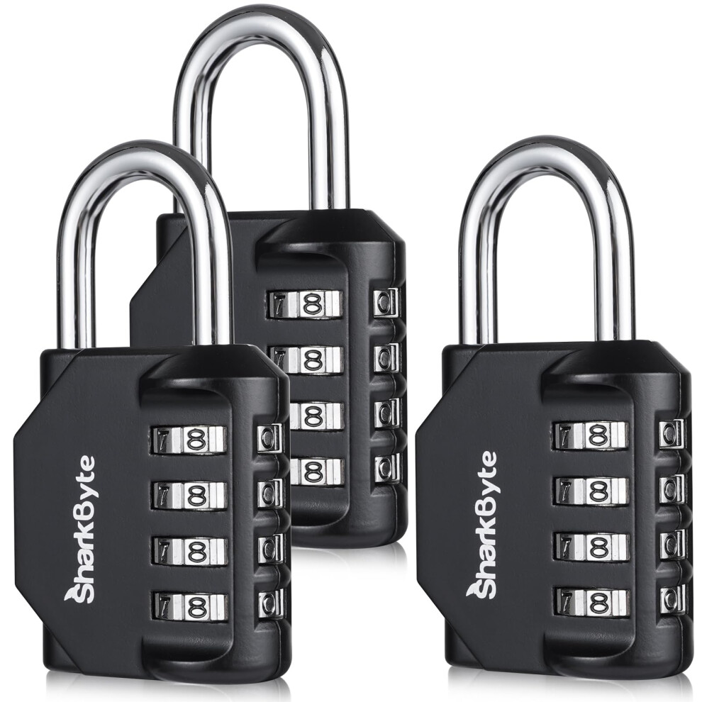 Sharkbyte Combination Padlock - 4-Dial Heavy Duty Combination Lock, Weatherproof Outdoor Lock Re-Settable Combination Padlock For Gym, School, Locker 5051226975615