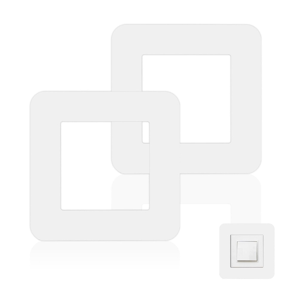 Light Switch Surround, 2Pcs White 3.38 Inch Self Adhesive Light Switch Cover Plates Square Shape Acrylic Single Light Switch Covers Simple Wall 5051226901713