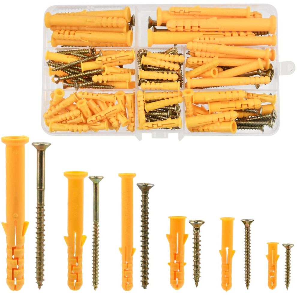 Doduos 150Pcs Wall Plugs And Screws Set For Brick, Concrete, Drywall - M6/M8/M10 Masonry Fixings 5051226991295