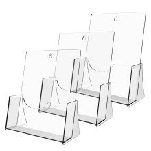 RAYNEAY A5 Acrylic Leaflet Holder, A5 Freestanding Perspex Menu Display Holder Brochure Stand for Flyers, Posters, Restaurant, Shop, Hotel, 3 Pack