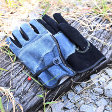 OLSON DEEPAK Leather Heavy Duty Heat Resistant Safety Gauntlet Gloves,Used for Welding,Fireplace,Oven,Woodburner,Stoves,BBQ,1pair (GREY, M)