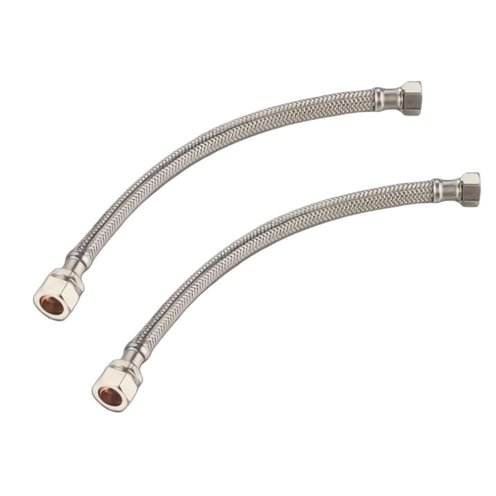 Jd Brands 2X 15Mm X 1/2" Flexi Tap Connectors Â 300Mm Braided Hose Inlet Pipe (Wras Approved) 5051226893483