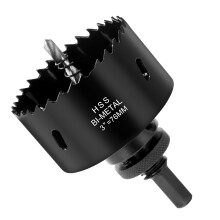 Flintronic 76mm Hole Saw, HSS Bi-Metal Hole Cutter, Hole Saw Drill Bit for Soft Metal, Wood, Plasterboard, Ceiling Board