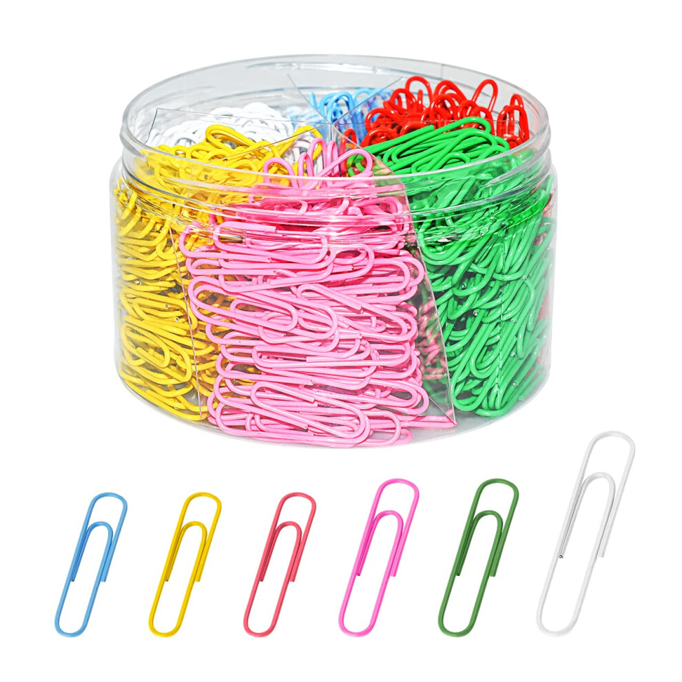 Jikiou Colored Paper Clips Assorted Sizes Large Paper Clips Small Paperclips, 510 Clips/Box(Red, Yellow, Blue, Green, Pink, White) 5051226875977