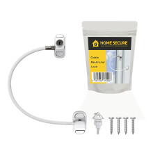 Keyed Cable Window Restrictor – Child & Pet Safety Window Opening Limiter for uPVC & Aluminium Frames, Screw-Fix Safety Lock – Home Secure