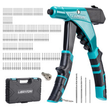 LIBRATON Professional Heavy Duty Rivet Gun, One-Handed Pop Rivet Gun Set, Robust Riveter with Shaft Container, Manual Riveting Tool