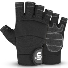 SAWANS Fingerless Working Gloves for Men Performance Heavy Duty Half-Finger Work Gloves Mechanic Anti Slip Safety Gloves for Work Warehouse Training