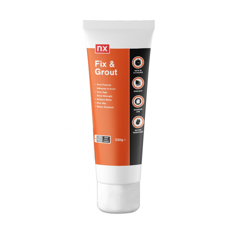 Nx Dual Purpose Fix & Grout Ready Mixed Brilliant White Wall Tile Adhesive & Grout 0.33Kg 5005147499576