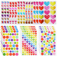 OSDUE Star Stickers for Kids, 1814 PCS 27 Sheets Assorted Coloured Shaped Mini Teacher Reward Sticky Scrapbook Stars for Arts Crafts, Heart and Star