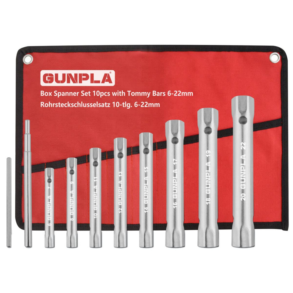 Gunpla 10 Pieces Box Spanners Set With 2 Tommy Bars, Multi Size Tap Monoblock Professional Tubular Spanner Kit Metric 6X7mm 5051226972478