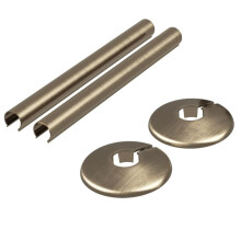 Corso Bathrooms Antique Brass Radiator Pipe Covers and Collars | 15mm Diameter | 200mm Length | 2 Pack | Pair | Antique Brass Finish