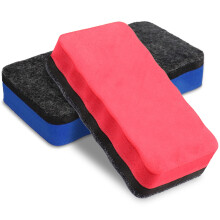 Gunwon 2PCS White Board Eraser, Mini Dry Eraser with Thick Felt Pad, Wavy, Red, Blue