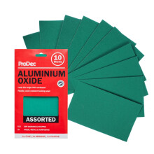 ProDec 10 Sheets Assorted Grades Aluminium Oxide Abrasive Sanding Paper for Sanding Wood, Paint, Plaster, Filler, Metal and More