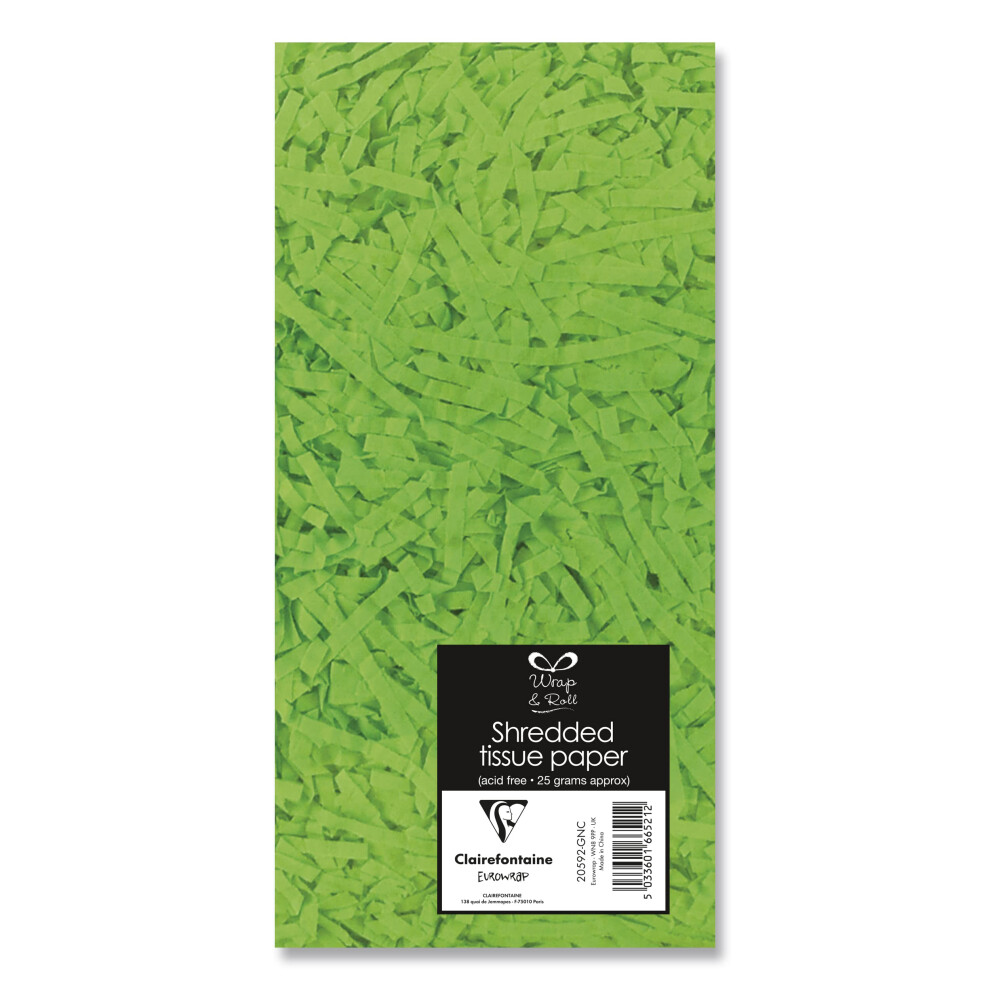 Shredded Tissue Paper 25G Gift Filler Easter Hamper Basket Party Suplier Green 5051226874321
