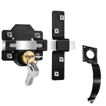 Long Throw Gate Lock with Handle, 50mm, Double Locking, Mortise Lock for Wooden Door, 5 Keys