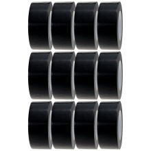 Crimson Starfish Black Duct Tape | 12 Rolls of 48mm x 45m Gaffer Tape | Water Resistant Duct Tape | Adhesive Tape Multi-Use for Indoor/Outdoor
