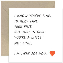 Old English Co. Thinking of You Card for Best Friend - Here For You - Funny Sympathy Card for Him Her - Sorry, Condolences, Support