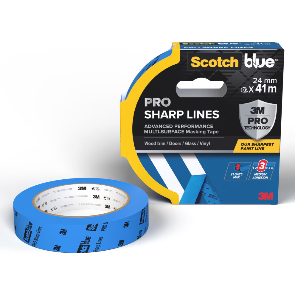 Scotchblue Pro Sharp Lines Advanced Masking Tape, 36 Mm X 41 M - Scotch Adhesive Blue Painters Tape For Super-Sharp Paint Lines, Indoor & Outdoor 5051226950551