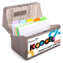 Koogel Flash Cards 8 x 13 cm – 100 Ruled Revision Index Cards with Box, Study Flashcards Set with 10 Colour Dividers for School Exam Learning
