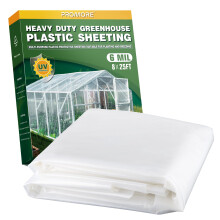 PROMORE 2 x 6M Clear Polythene Sheeting, UV-Resistant 150Mu/600G Extra Thick Plastic Polytunnel Cover Sheets Waterproof Garden Grow Horticultural