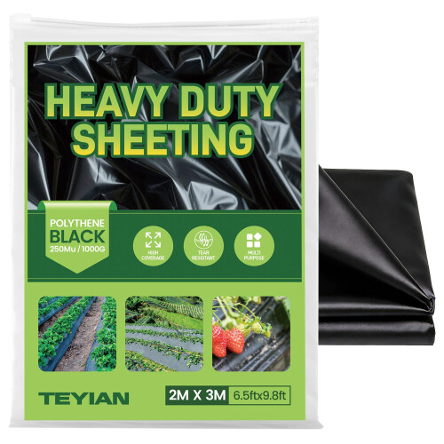 TEYIAN 2 x 3M Heavy Duty Polythene Plastic Sheeting Thickened Plastic Dust Sheet