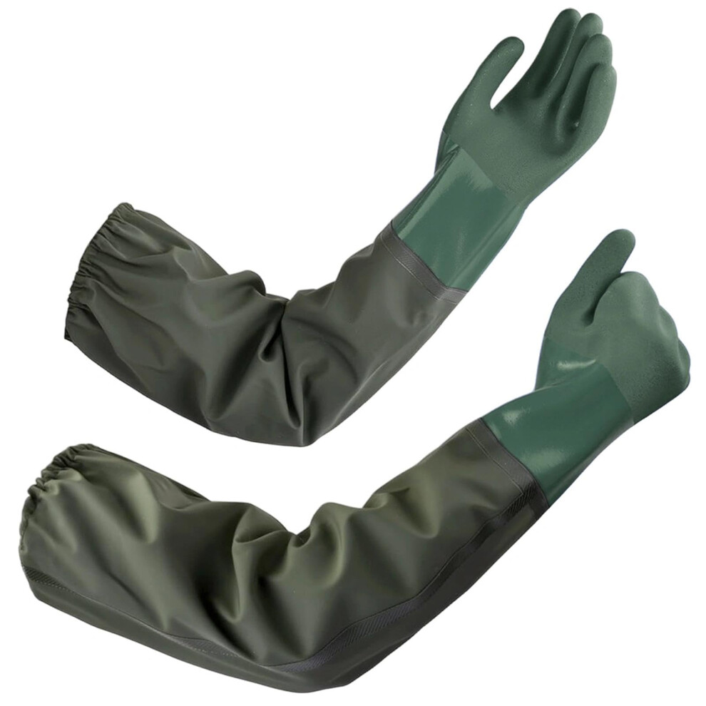 Eulihent 27" Pond Gloves Long Arm Waterproof Drain Cleaning Gloves Pvc Reusable Heavy Duty Chemical Resistant Protective Gloves For Aquarium Fishery 5051226961441