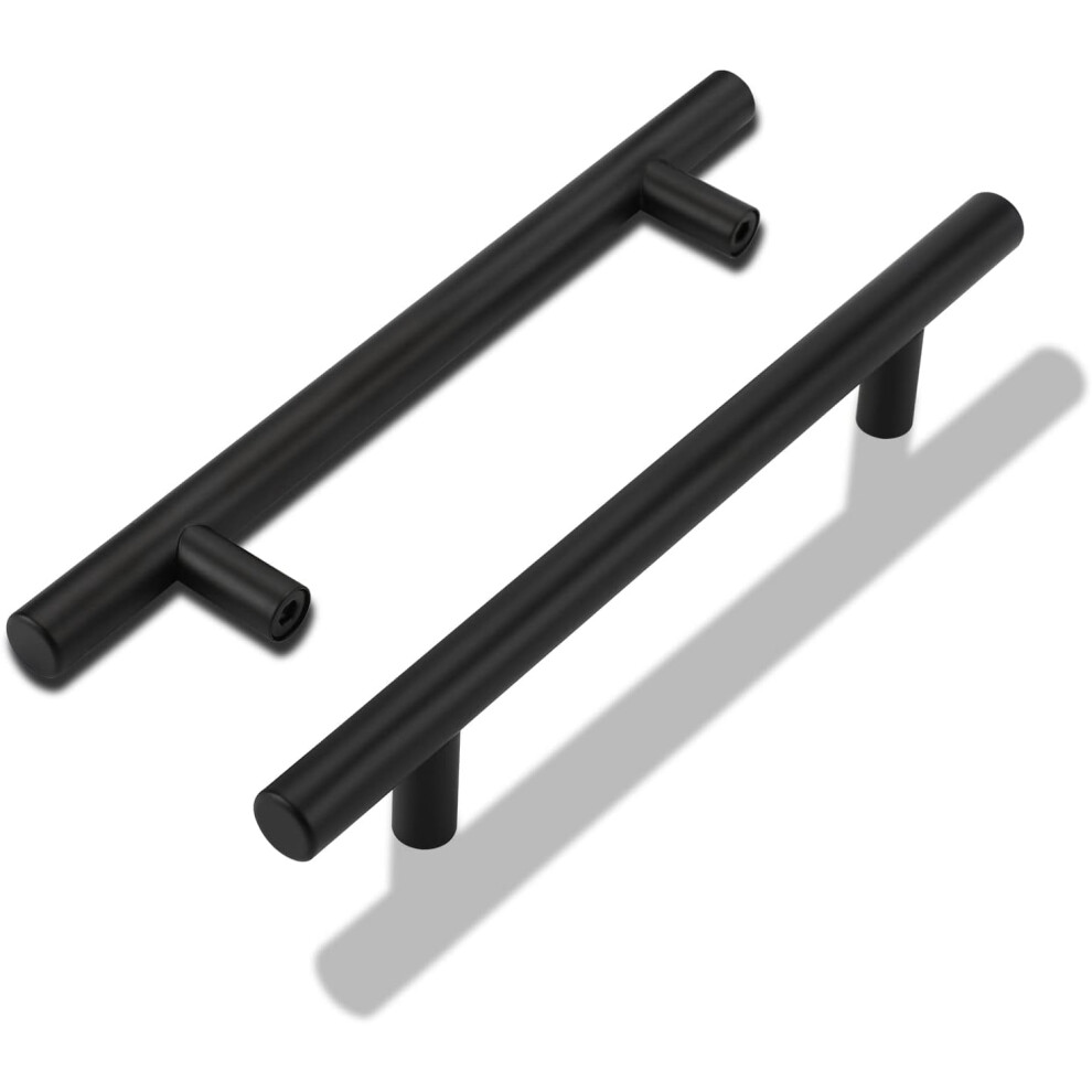 Lontan 5 Pack Kitchen Door Handles 160Mm Black Kitchen Cupboard Handles Black Cupboard Pulls Drawer Pulls For Cabinet Wardrobe Bathroom Stainless 5051226930423