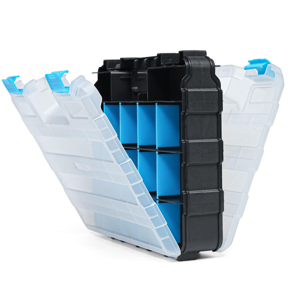 Zavia Double Sided 34-Compartment Tool Box Organiser | Transparent Assortment Box For Hardware Adjustable Tool Storage Box With Removable Plastic 5051226892387