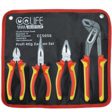 CCLIFE 4pcs Pliers Set, 170 mm Long Nose Plier, 170mm Combination Plier,160 mm Side Cutters, 250 mm Water Pump Pliers