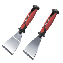 HAUTMEC 2pc Paint Scraper, 2.5 in Staight and 3 in Offset Scrapers, Heavy Duty Stainless Steel Blade and Hammer End, for Removing Wallpaper
