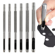 6 Pcs Leather Hole Puncher Tool - Oval and Round Punch Assorted 1.5-4MM Hollow Punches for Leathercraft, Watch Band, Belt, Gasket