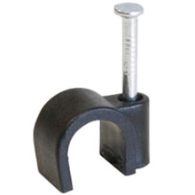 RosenetSys 6mm (approx ¼in.) Black Round Cable Clips for Coax, Cat6, Power Cable - Indoor & Outdoor Use - 100 PACK