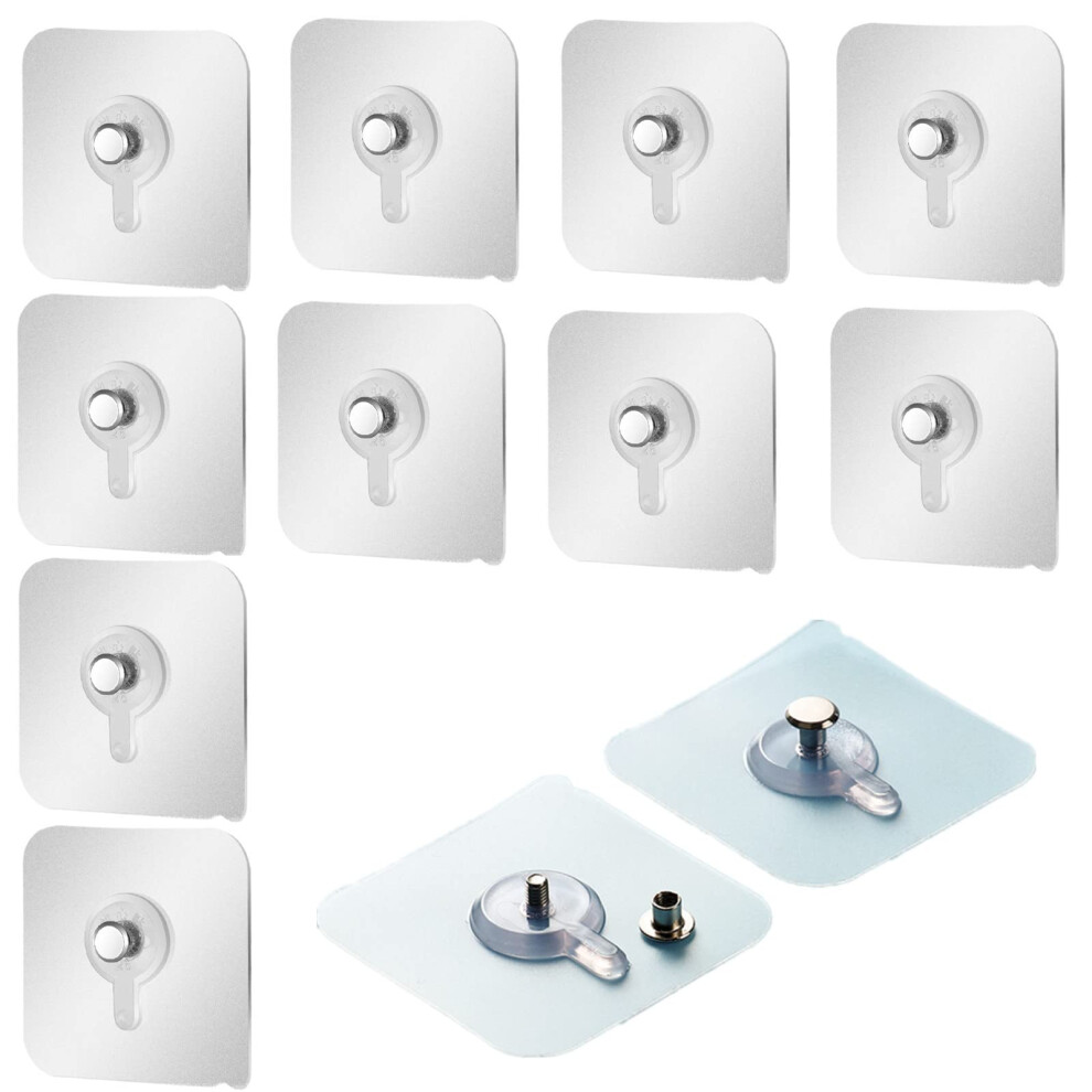 12 Pieces Picture Hangers Without Nail Self Adhesive Screw Hook Transparent Hang 5003095687601
