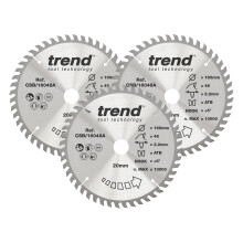 Trend Wood Circular Saw Blades, 160mm Diameter, 20mm Bore, 48 Teeth, 2.2mm Kerf, +15 Hook, TCT, Fine Finish, 3 Pack, CSB/160/3PK