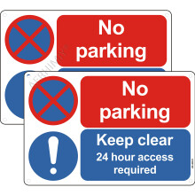 2 Pack No Parking Signs Metal Reflective 7.9x11.8 Inches, Keep Clear No Parking 24 Hour Access Required Sign, Durable Aluminum, UV Resistant