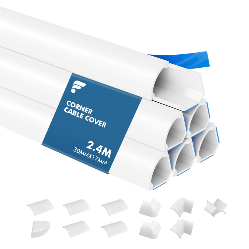 Shinfly 2.4M Corner Cable Cover, Quadrant Round Cable Trunking, Trunking For Electric Cables, Wire Covers For Cables 5051226902079