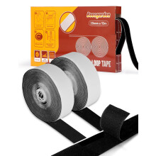 Beesgarden Heavy Duty Hook and Loop Adhesive Tape 20mm x 10m with Dispenser, Extra Strong Double Sided Stick On Tape for Room Décor & Home
