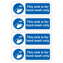4-Pack "This Sink Is For Hand Wash Only" Self Adhesive Signs / 5x15cm Each (Pack of 4)