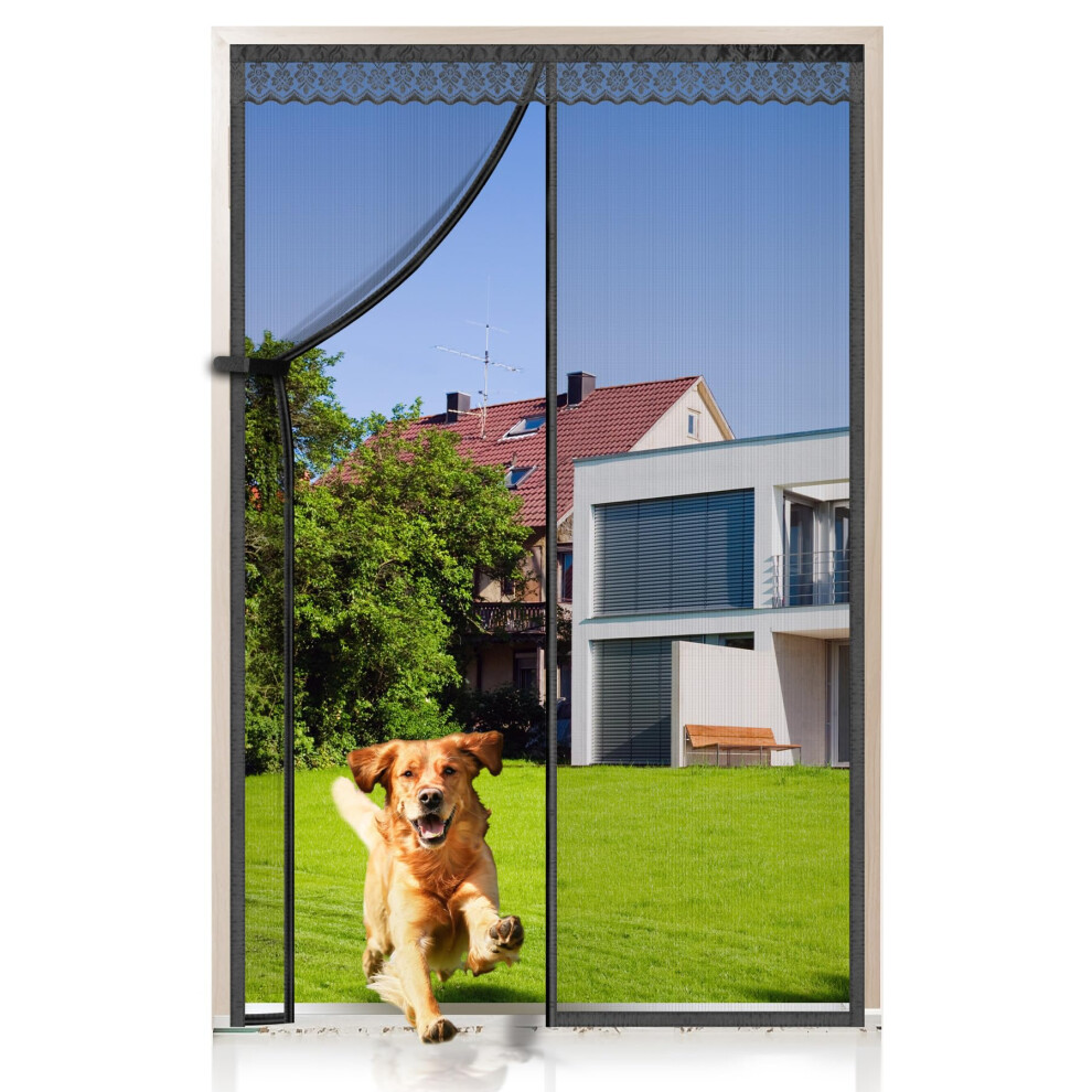 Fiberglass Magnetic Screen Door, Anti Mosquito Mesh Fly Curtain With Full Frame Hook&Loop Easy To Install Fiberglass Mesh Curtain Anti Mosquito 5051226953507