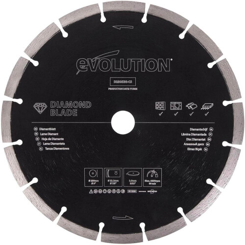 Evolution Power Tools D230SEG-CS 230 mm Diamond Blade For Disc Cutters - Segmented Edge For Cutting Masonry, Such as Brick
