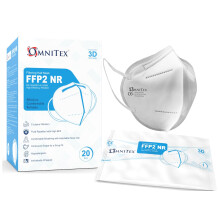 Omnitex FFP2 Face Mask - Box of 20, Individually Wrapped | High Filtration - 5 Layers | EN149 CE Certified | Hypoallergenic | Fluid Resistant